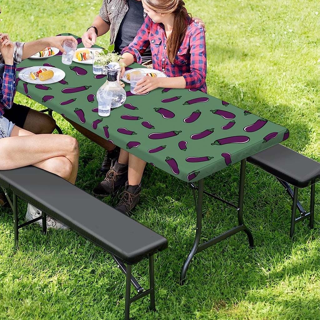 Little Purple Eggplant Pattern Print Picnic Table Cover