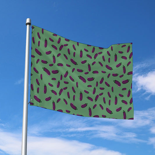 Little Purple Eggplant Pattern Print Polyester Flag