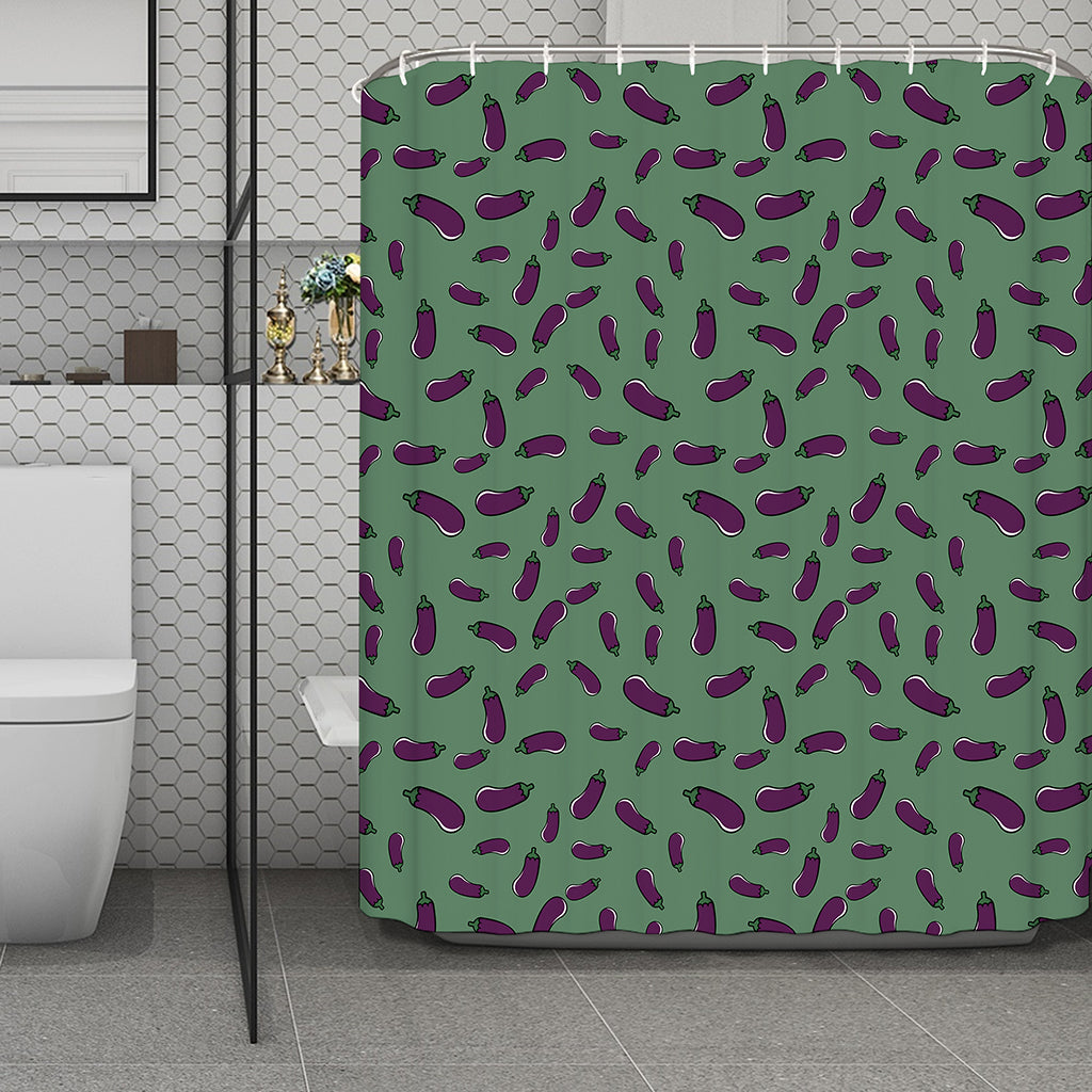 Little Purple Eggplant Pattern Print Polyester Shower Curtain