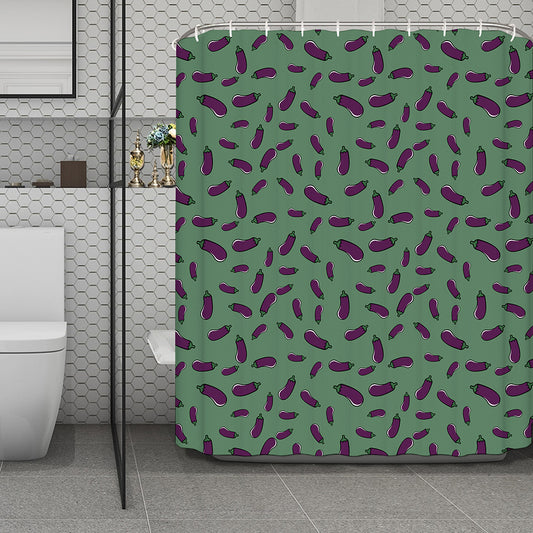 Little Purple Eggplant Pattern Print Polyester Shower Curtain