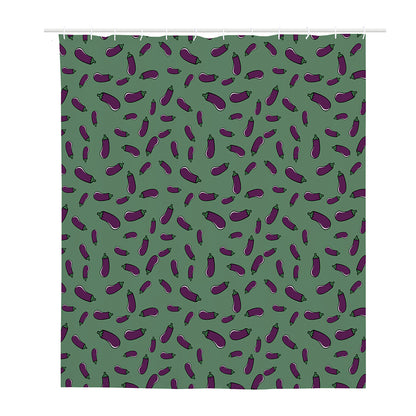 Little Purple Eggplant Pattern Print Polyester Shower Curtain
