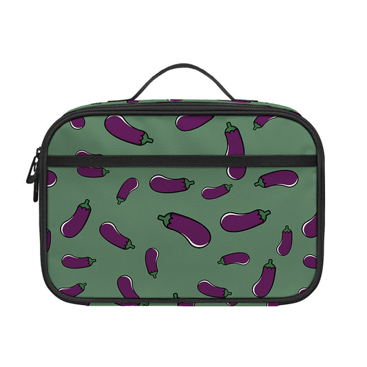 Little Purple Eggplant Pattern Print Portable Lunch Bag