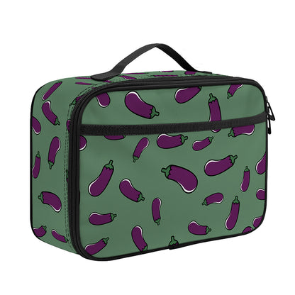 Little Purple Eggplant Pattern Print Portable Lunch Bag