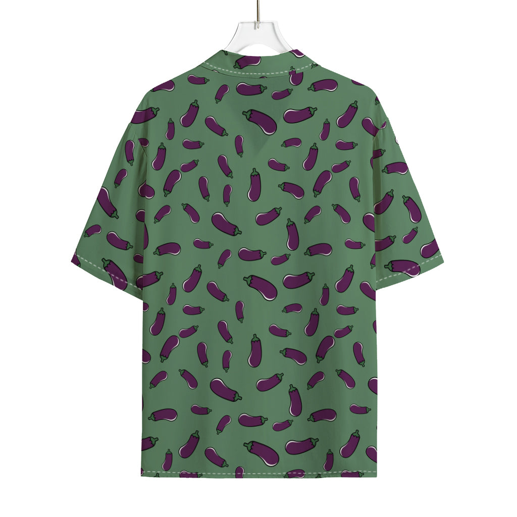 Little Purple Eggplant Pattern Print Rayon Hawaiian Shirt