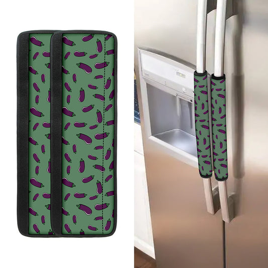 Little Purple Eggplant Pattern Print Refrigerator Handle Covers