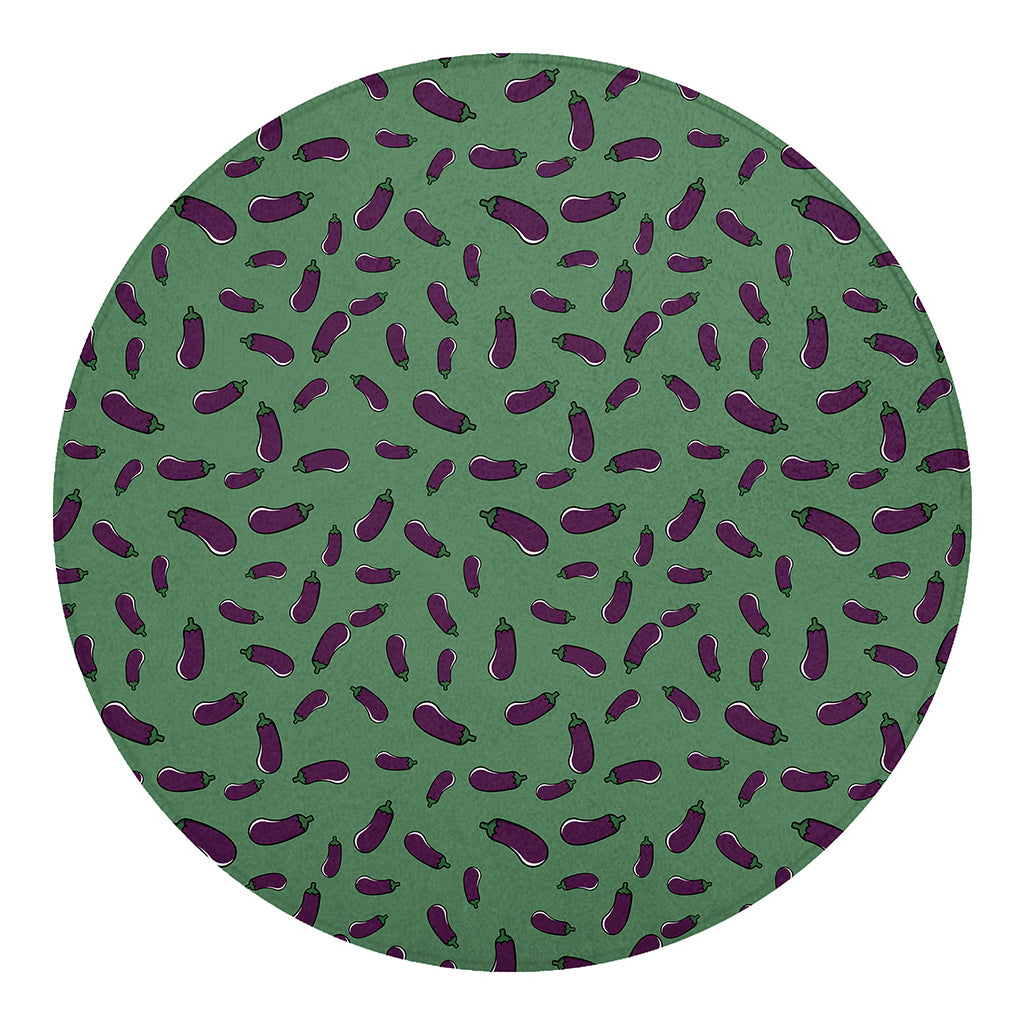 Little Purple Eggplant Pattern Print Round Blanket