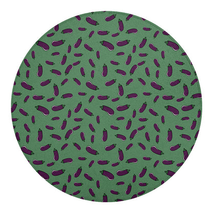 Little Purple Eggplant Pattern Print Round Blanket