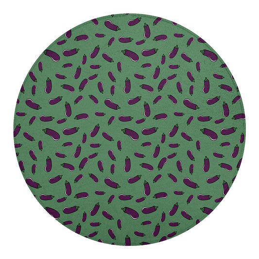 Little Purple Eggplant Pattern Print Round Blanket