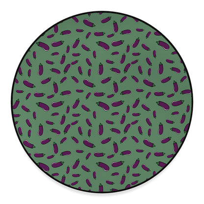 Little Purple Eggplant Pattern Print Round Floor Mat