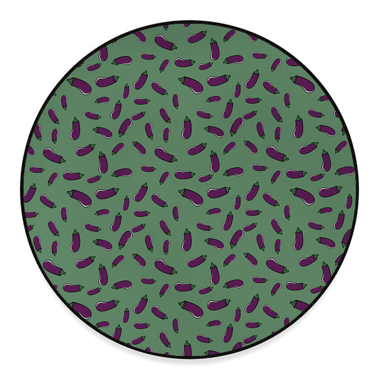 Little Purple Eggplant Pattern Print Round Floor Mat