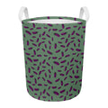 Little Purple Eggplant Pattern Print Round Laundry Basket