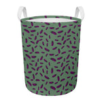 Little Purple Eggplant Pattern Print Round Laundry Basket