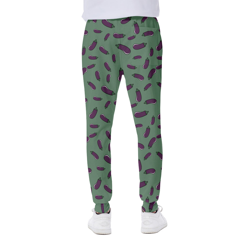 Little Purple Eggplant Pattern Print Scuba Joggers