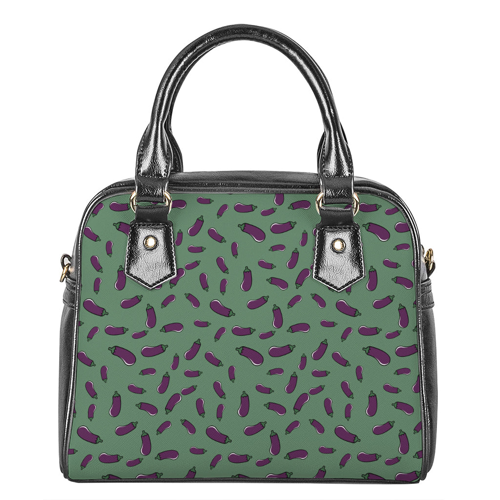 Little Purple Eggplant Pattern Print Shoulder Handbag