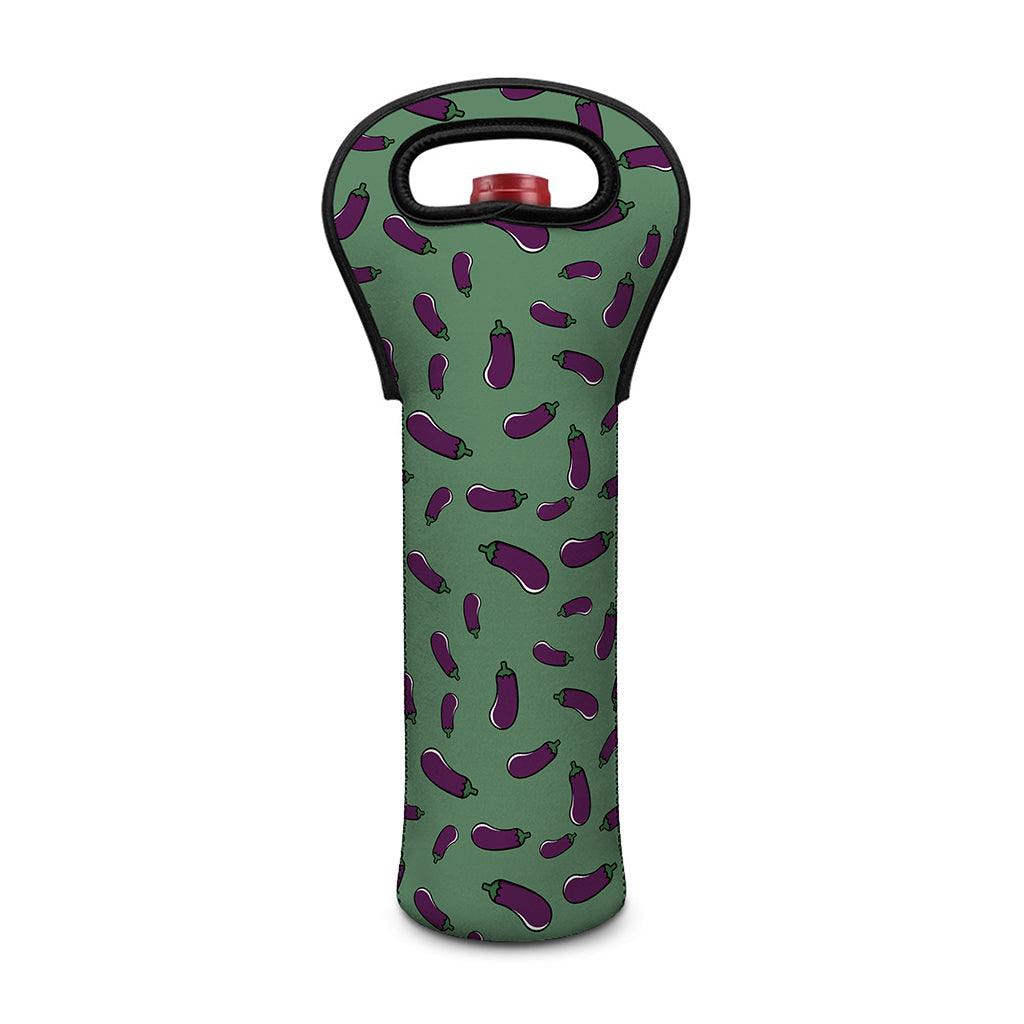 Little Purple Eggplant Pattern Print Single Neoprene Wine Tote