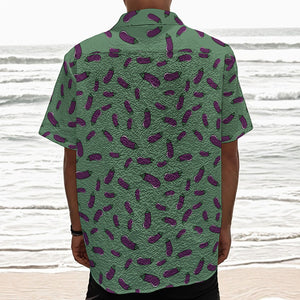 Little Purple Eggplant Pattern Print Textured Short Sleeve Shirt