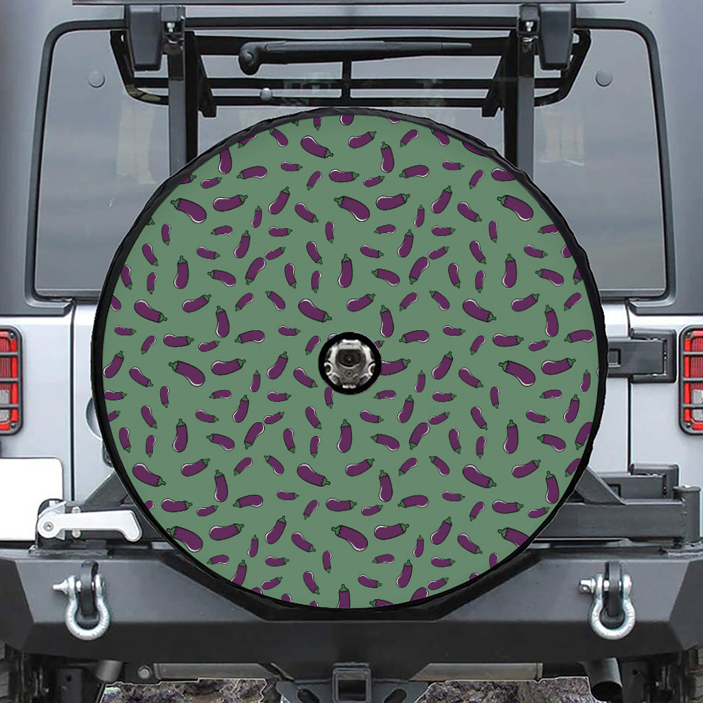 Little Purple Eggplant Pattern Print Tire Cover With Camera Hole