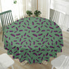 Little Purple Eggplant Pattern Print Waterproof Round Tablecloth