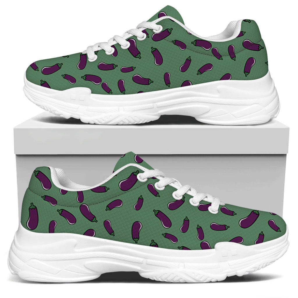 Little Purple Eggplant Pattern Print White Chunky Shoes