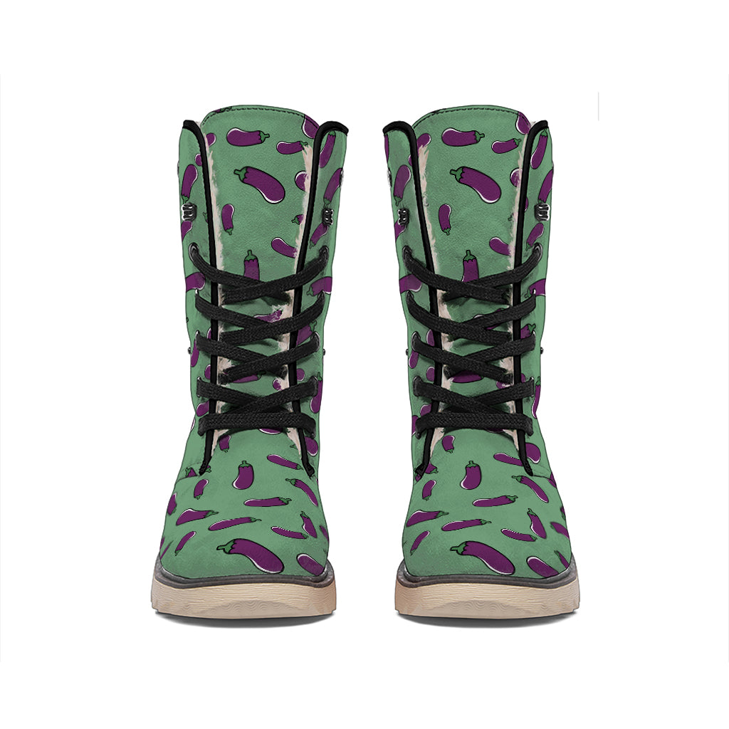 Little Purple Eggplant Pattern Print Winter Boots