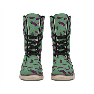 Little Purple Eggplant Pattern Print Winter Boots