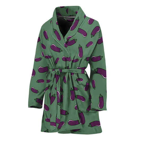 Little Purple Eggplant Pattern Print Women's Bathrobe