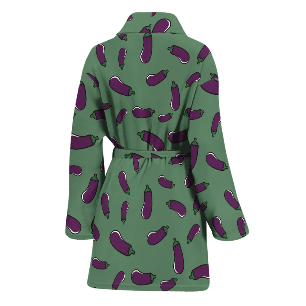Little Purple Eggplant Pattern Print Women's Bathrobe