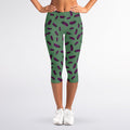 Little Purple Eggplant Pattern Print Women's Capri Leggings
