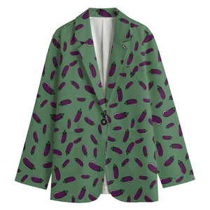 Little Purple Eggplant Pattern Print Women's Cotton Blazer