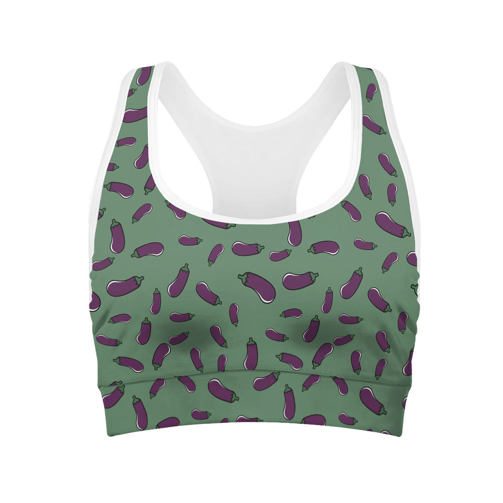 Little Purple Eggplant Pattern Print Women's Sports Bra
