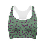 Little Purple Eggplant Pattern Print Women's Sports Bra