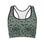 Little Purple Eggplant Pattern Print Women's Sports Bra