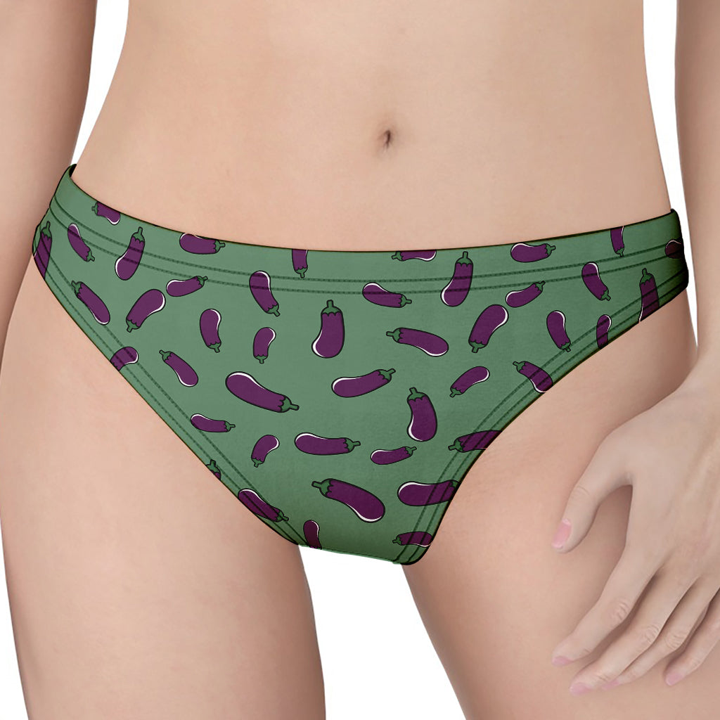 Little Purple Eggplant Pattern Print Women's Thong