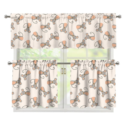 Little Rat Pattern Print 3 Piece Kitchen Curtains