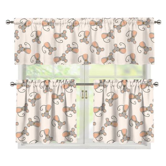 Little Rat Pattern Print 3 Piece Kitchen Curtains