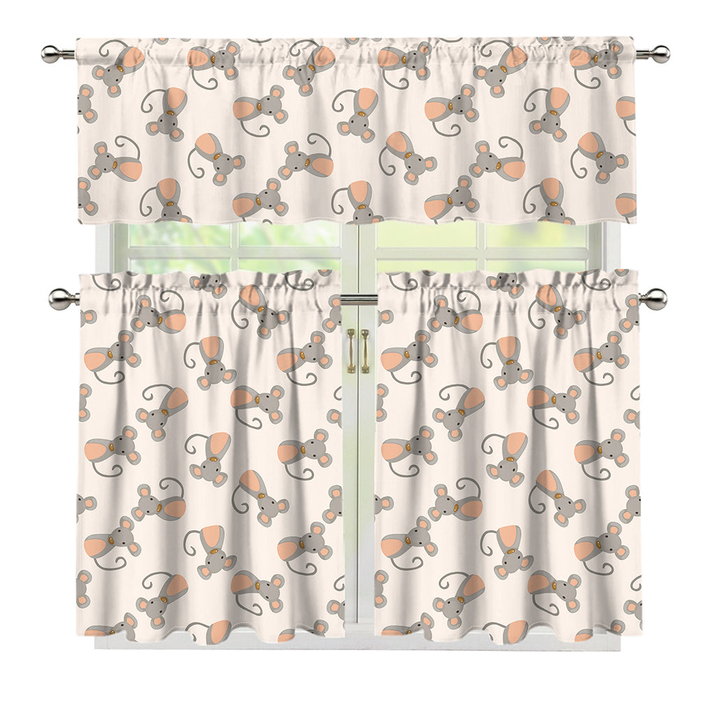 Little Rat Pattern Print 3 Piece Kitchen Curtains