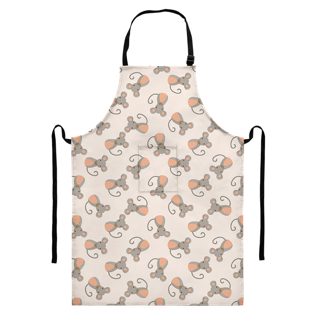 Little Rat Pattern Print Bib Apron With Pocket