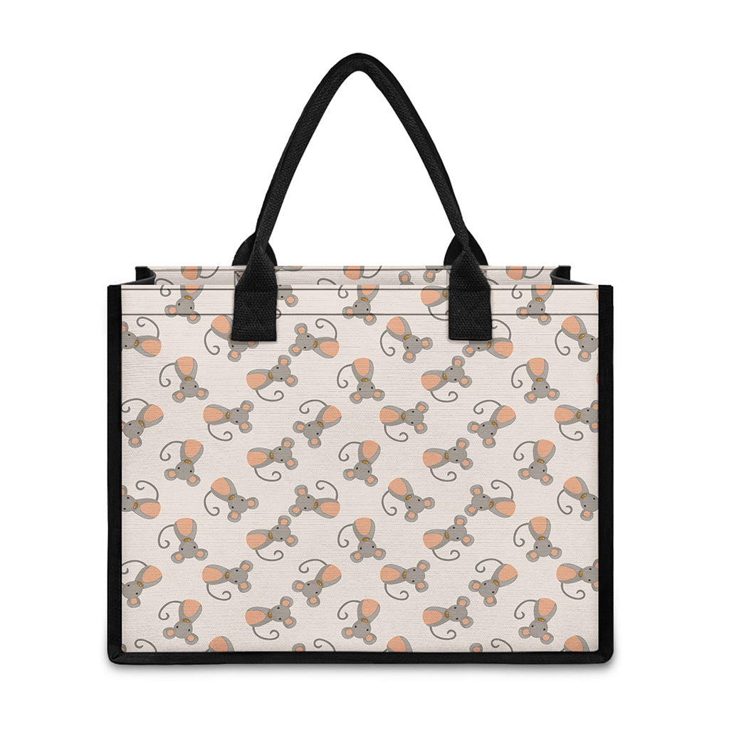 Little Rat Pattern Print Canvas Tote Bag