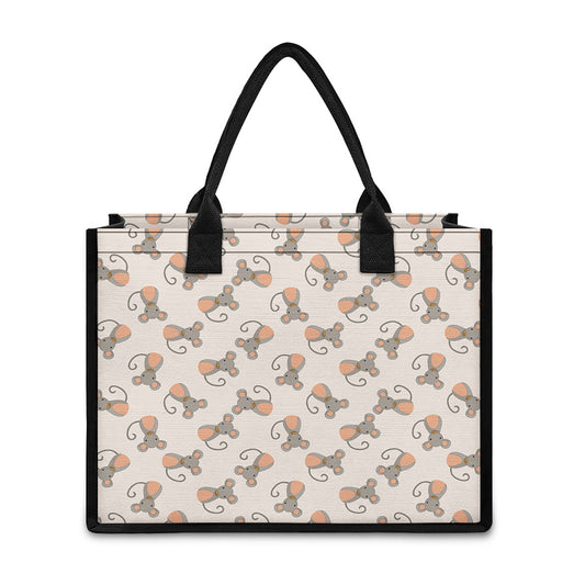 Little Rat Pattern Print Canvas Tote Bag