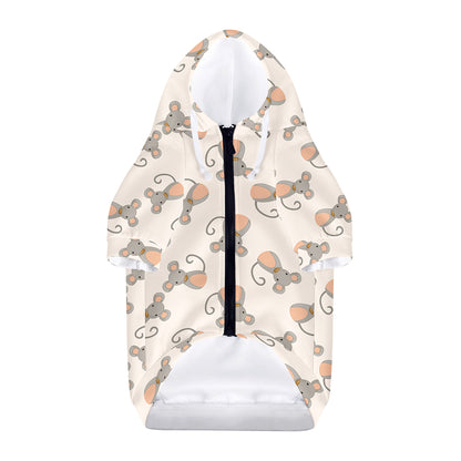 Little Rat Pattern Print Dog Zip Up Hoodie