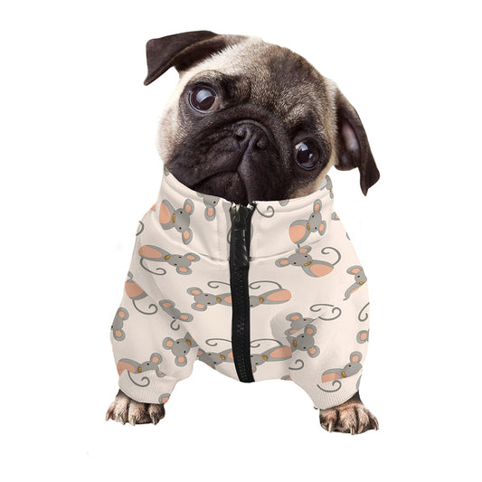 Little Rat Pattern Print Dog Zip Up Jacket