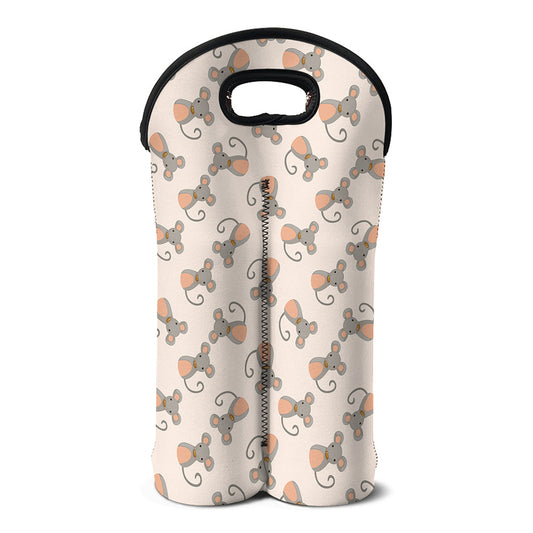 Little Rat Pattern Print Double Neoprene Wine Tote