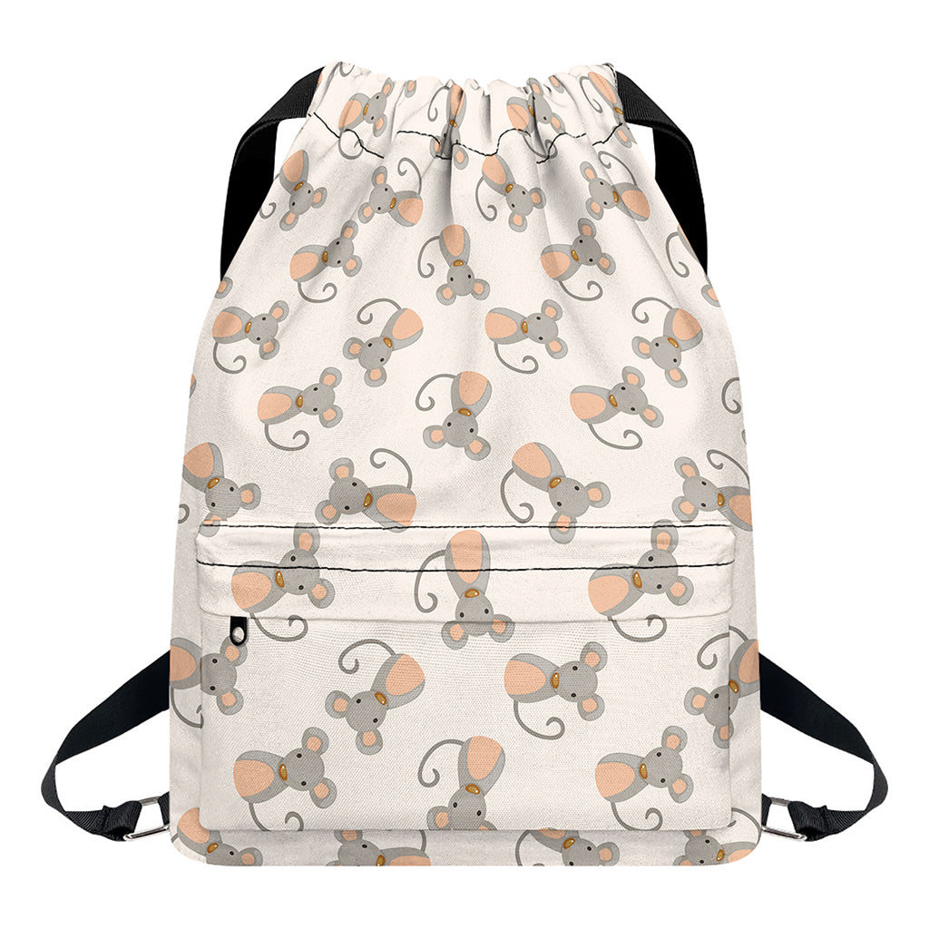 Little Rat Pattern Print Drawstring Backpack