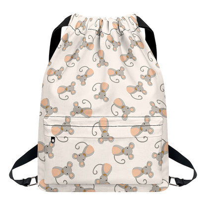 Little Rat Pattern Print Drawstring Backpack