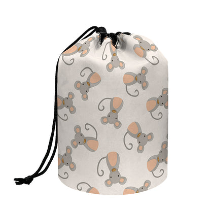 Little Rat Pattern Print Drawstring Makeup Bag