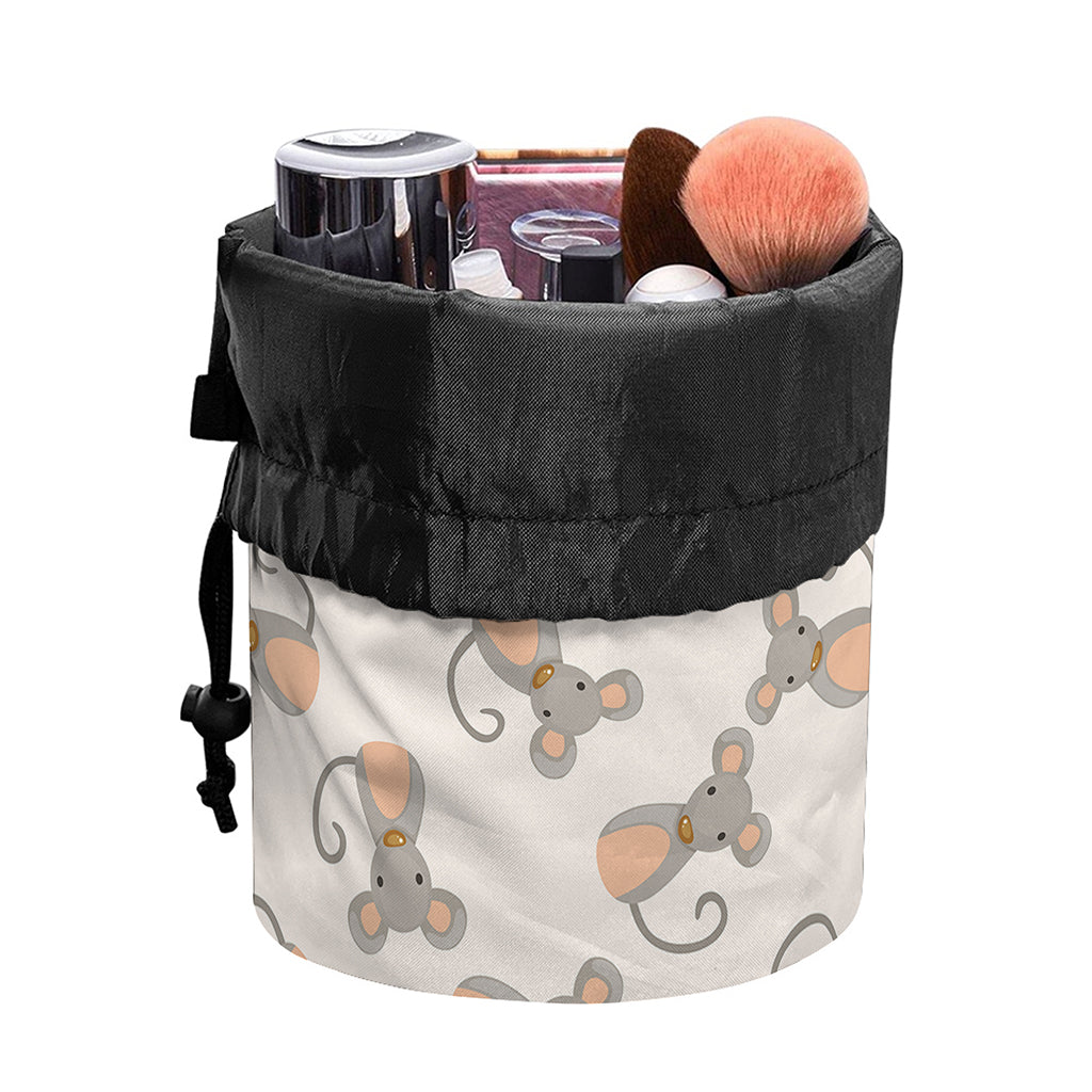 Little Rat Pattern Print Drawstring Makeup Bag