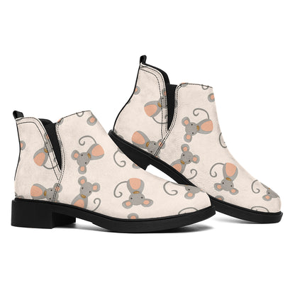 Little Rat Pattern Print Flat Ankle Boots