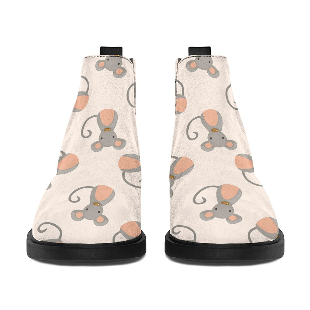 Little Rat Pattern Print Flat Ankle Boots