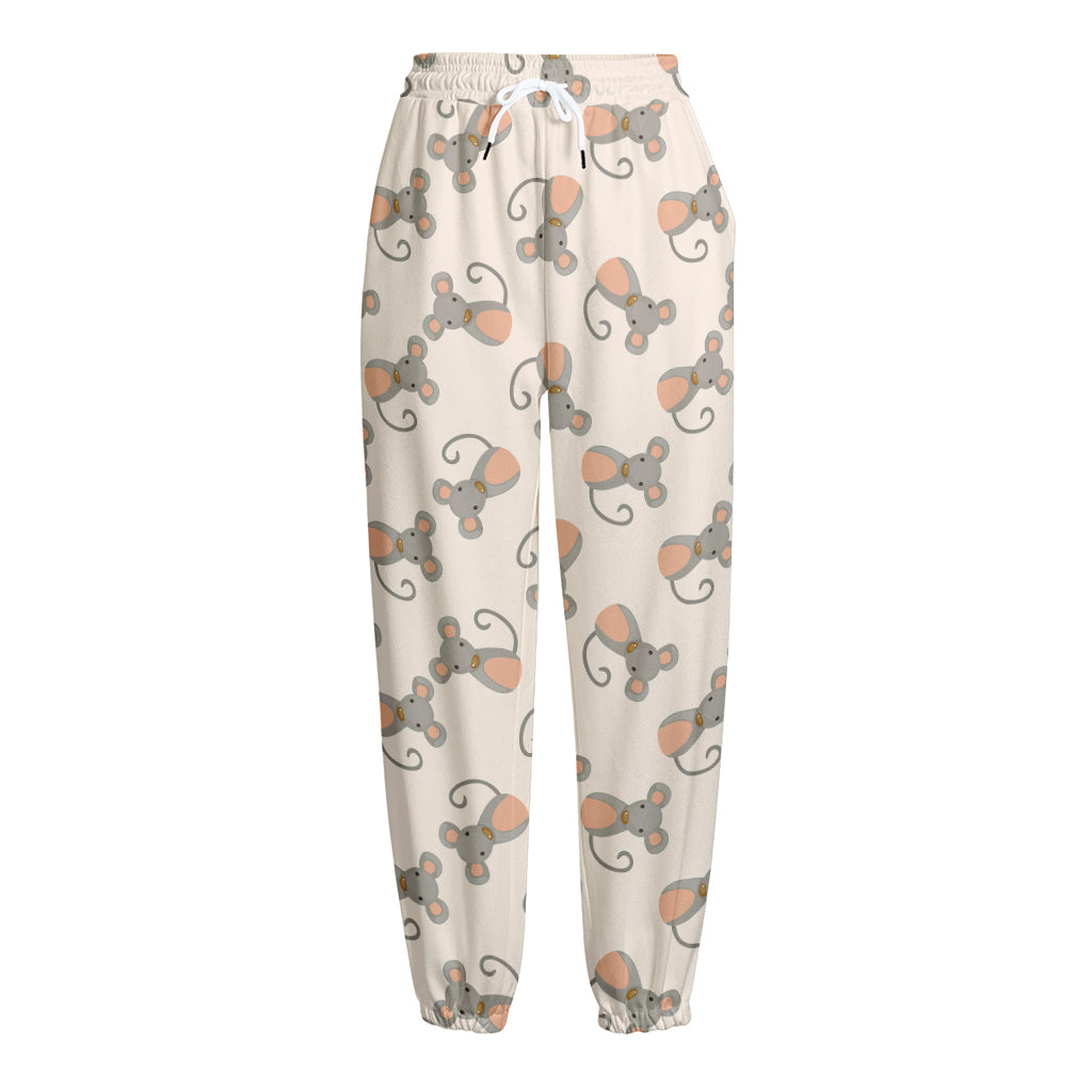 Little Rat Pattern Print Fleece Lined Knit Pants