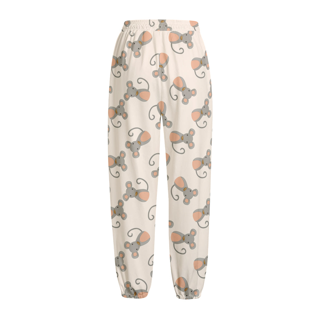 Little Rat Pattern Print Fleece Lined Knit Pants